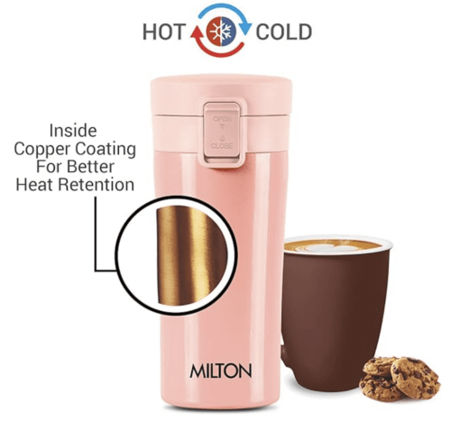Milton Coffee Mug Thermosteel Hot or Cold Insulated Flask for Soup, Water, 350 ml, Peach | Leak Proof | Rust Proof | Tea Mug | Juice Mug | Easy Grip | Easy to Carry - Image 3